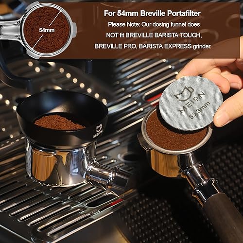 Miniatura 4 de Juego de embudo dosificador de espresso de 2.126 in y pantalla de disco para portafiltros Breville de 2.126 in, embudo magnético de café, pantalla