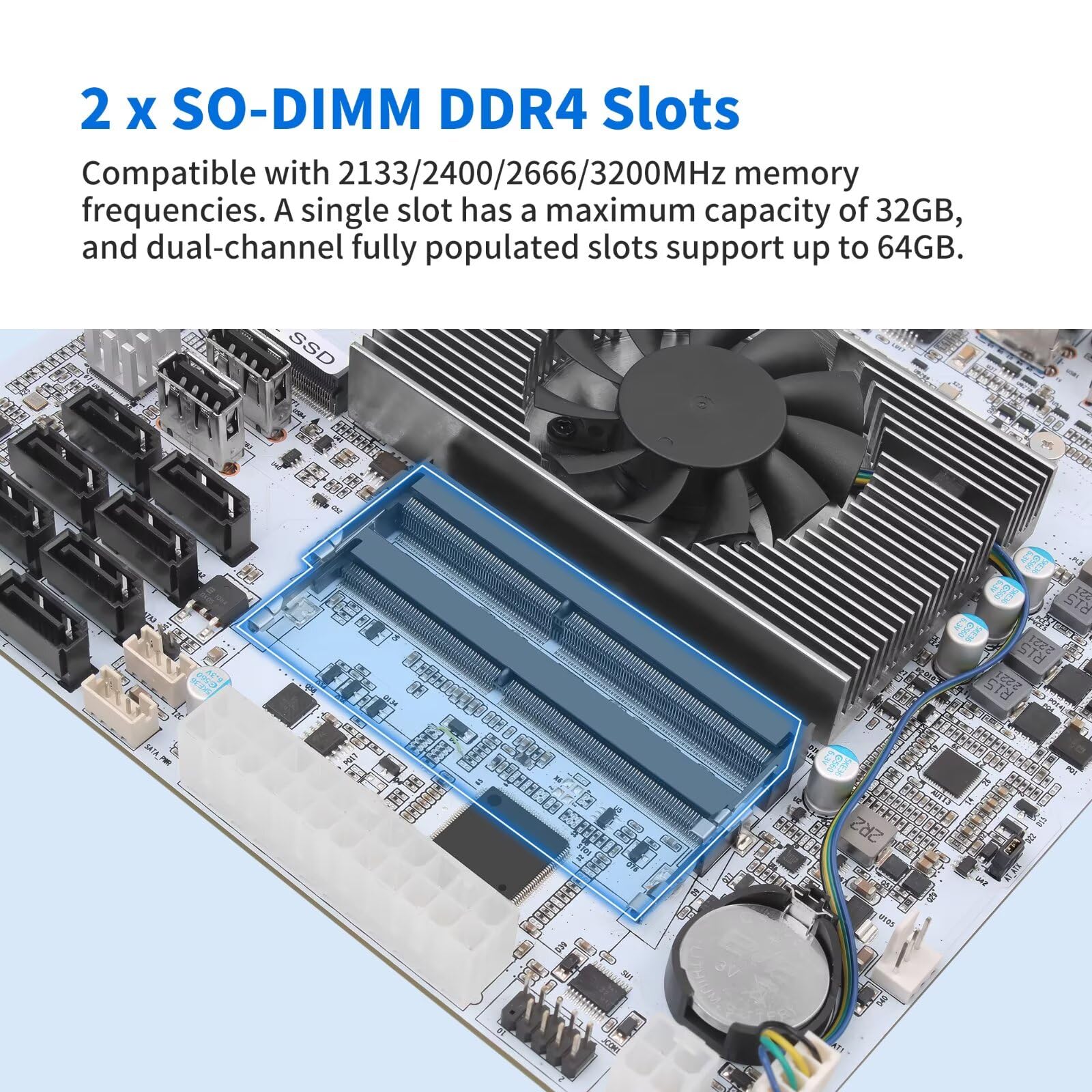Mni ITX NAS Motherboard 8 Bay i5 8265U, 17X17cm PC Mainboard mit 2x 2.5GbE LAN, 2 x DDR4 Slot, 2 x NVMe, 1x PCI-Ex4, Support VT-x/VT-d, HD+DP 4K, Barebone