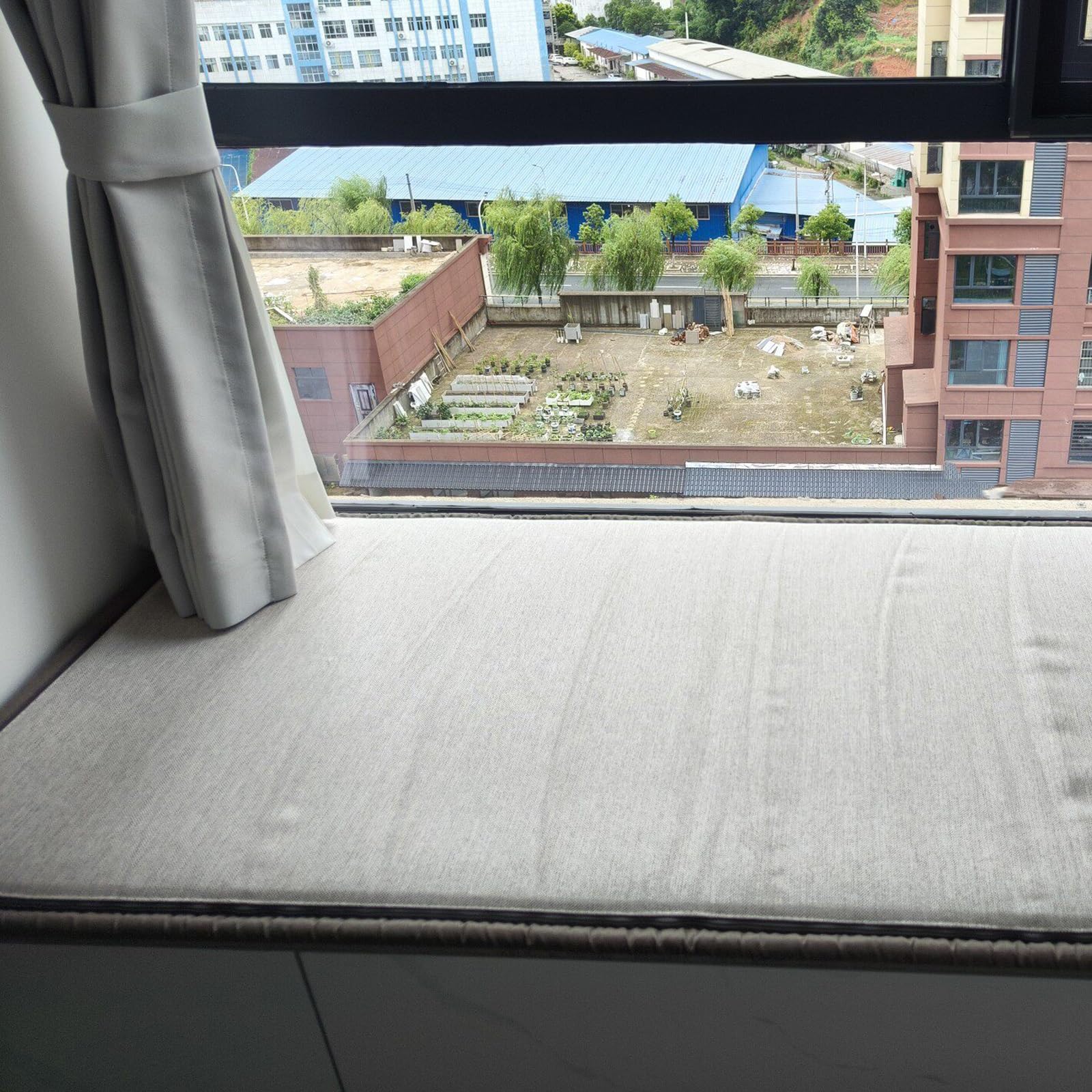 GFLPSQIA 1.6cm 2.5cm Thickness Window Sill Cushion Pad, Decorative Anti-Slip Window Sill Protector, Indoor Furniture Cotton-Linen Casement Sill Protector(Thick 2.5cm,L W 200cm x 15cm)