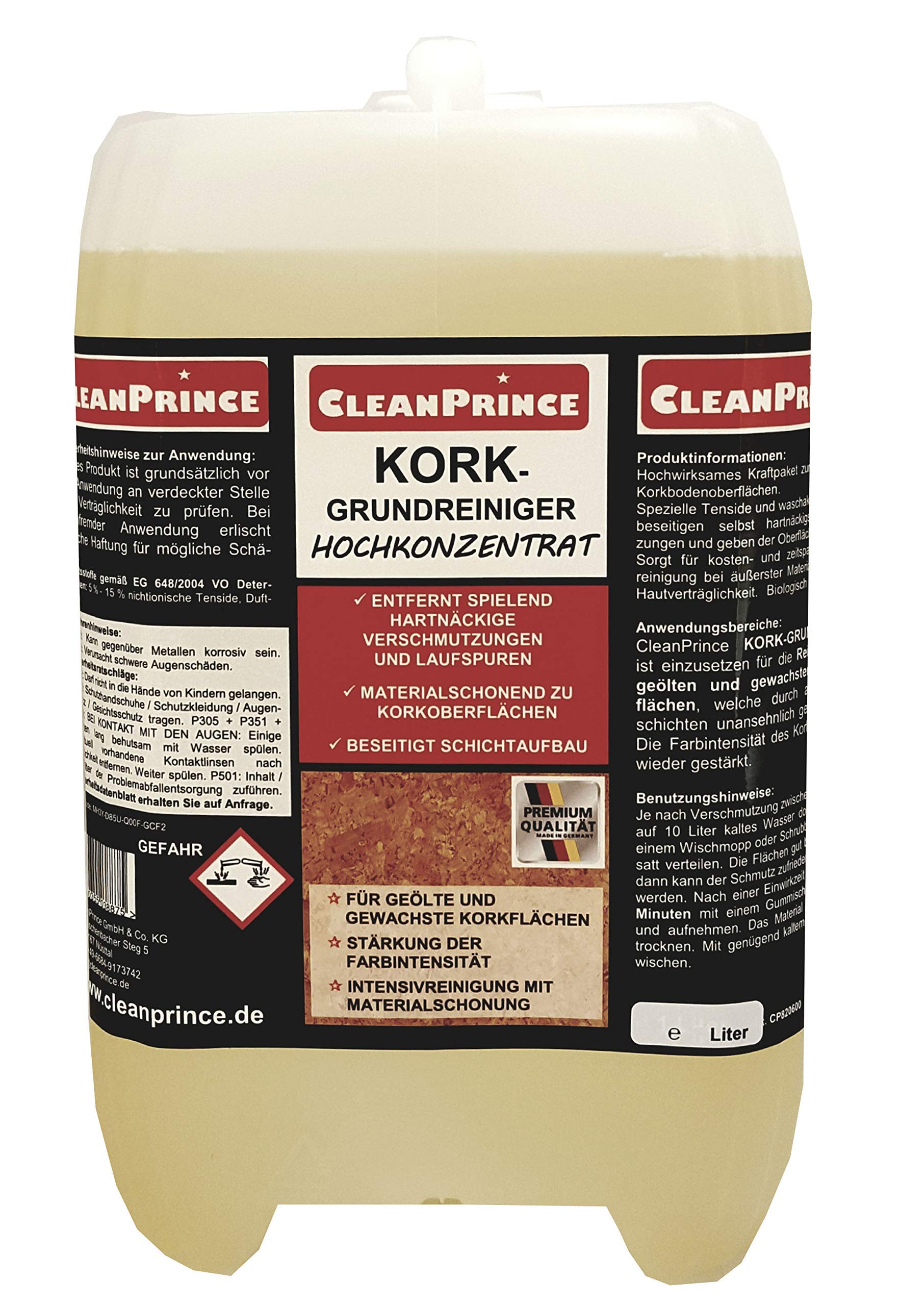 Corcho Producto de Limpieza Suelo Alta Concentración 10 Litros Korkbodenreiniger Para Engrasado Y Encerado Suelo Corcho