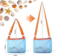 Vista 6 de 2 PCS Palas de Malla de Playa con 2 PCS Bolsas de Playa de Malla para Filtrar Arena, Recogedor de Conchas para Niños para Recoger Conchas, Tamiz