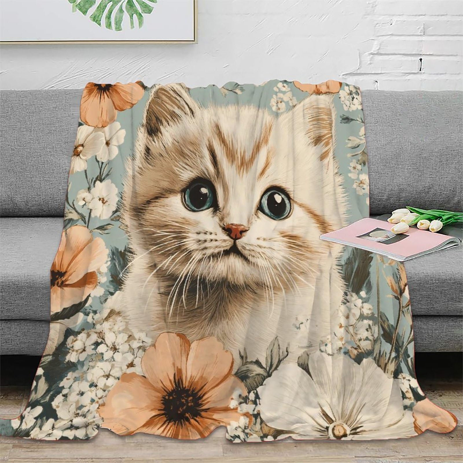 Couverture lit 150x200 plaid floral 3D idéal pour les soirées cocooning