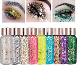 Owelth 9 Stück Body Glitter Gel, Mermaid Sequins Chunky Glitter Liquid Gel, Glitzer Gesicht Körper, Glitzer Schminke für Masquerade Weihnachten Festival Partydekoration Long Lasting Sparkling