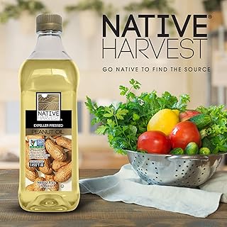 Native Harvest Expeller Pressed Non GMO Peanut Oil, 1 Litre (32FL OZ), 3 Pack