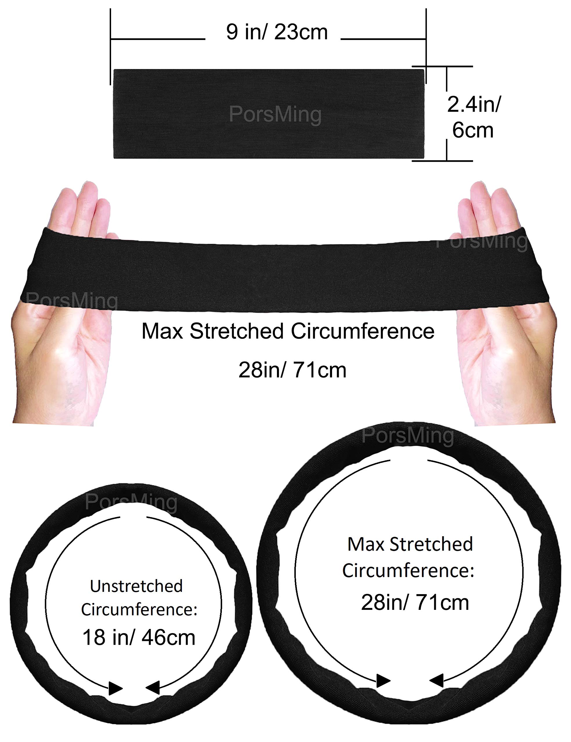 Fasce elastiche per capelli, misura grande, per donne, uomini, ragazze, yoga, palestra, sport, fitness, antiscivolo, alla moda, confezione da 12, colore: nero