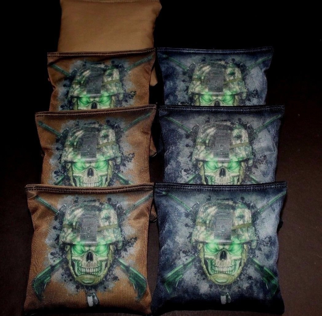 BackYardGamesUSA Army Skeleton Military Cross Rifles CAMO ACA Regulation Cornhole Bean Bags B301