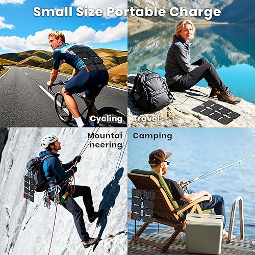 Miniatura 4 de FlexSolar Cargador de panel solar portátil de 25 W con puertos USB-A y USB-C. 0.8 libras, IP57 impermeable y a prueba de polvo, panel solar plegable