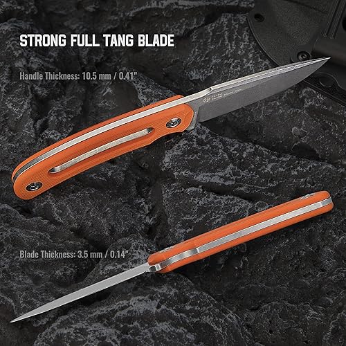 Miniatura 3 de Ruike Cuchillo de supervivencia EDC de hoja fija con funda, pequeño y ligero, 14c28n de espiga completa, equipo de camping BowieTactical para