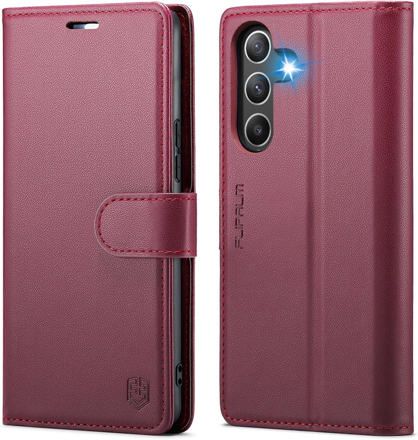 Wallet Case for Samsung Galaxy A36 5G, RFID Blocking Credit Card Holder, PU Leather Folio Flip Kickstand Protective Shockproof Cover for Galaxy A36 (Red)