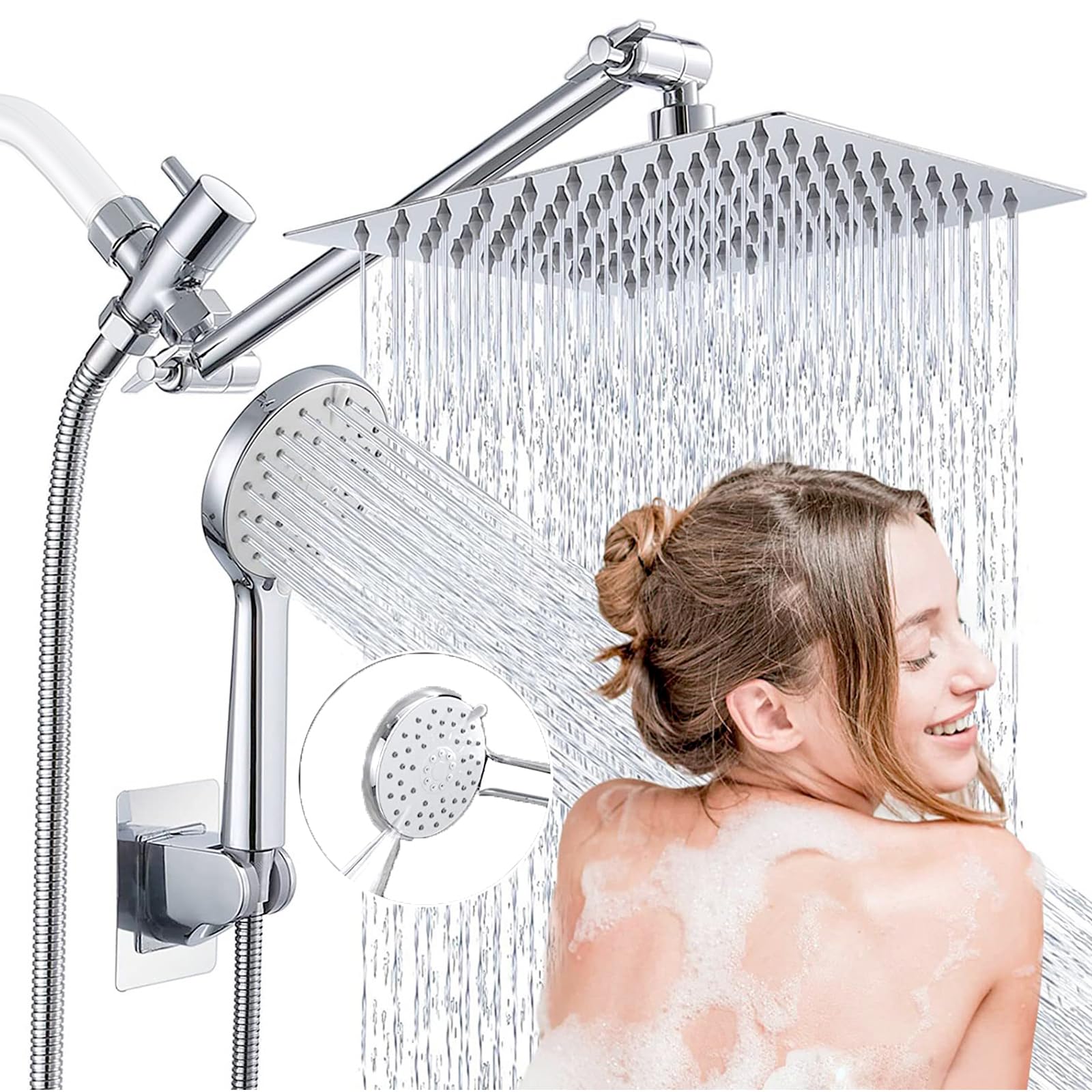Handheld Shower With Holder 10 Inch Rainfall Shower Head Combo With ...