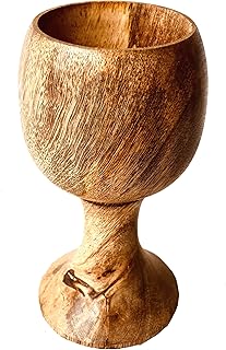 ALADEAN Wooden Goblet - Handmade Vintage Chalice Wine Drinking Cup, 6" x 5oz, Perfect for Wedding, Christmas, Eucharist & Kiddush (1Pc)