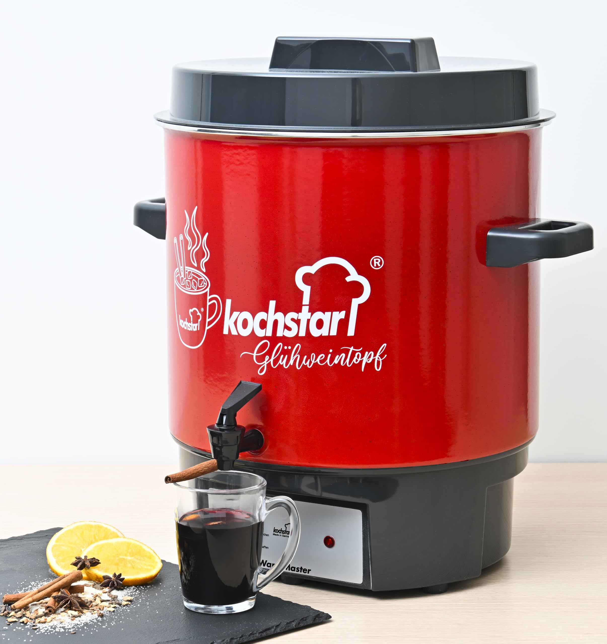 Kochstar WarmMaster A Einkochautomat 27 l 1800 W Rot emailliert mit Zapfhahn Thermostat