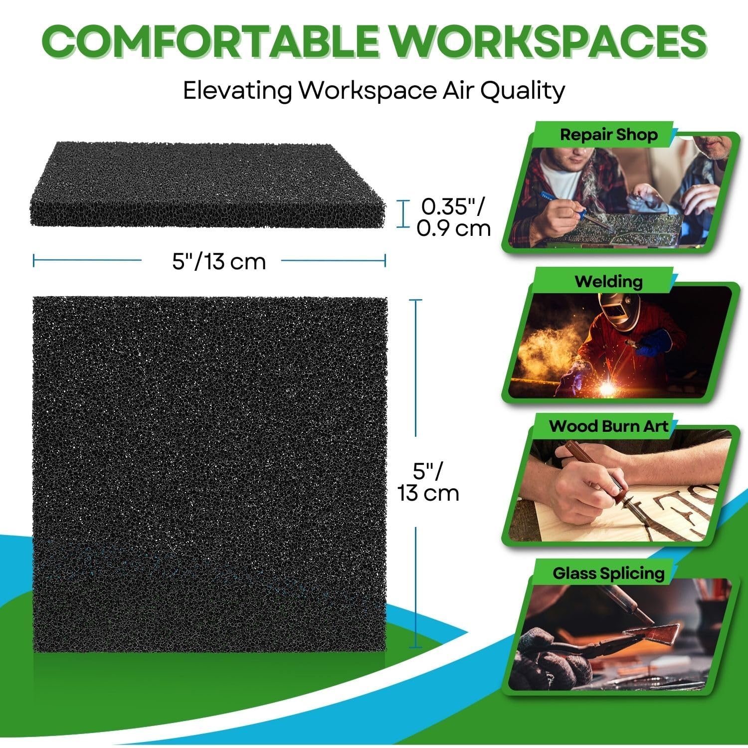 Filtr do Wyciągania Oparów Lutowniczych, 10 Sztuk Filtrów z Węglem Aktywnym Wymiennych Wkładów 13cm*13cm, Filtr Pochłaniacza Dymu do Filtrowania Szkodliwych Gazów, Zapachów