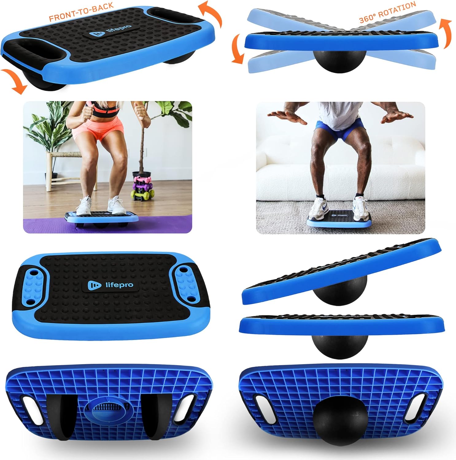 Lifepro 4-In-1 Aerobic Step Platform - Multifunctional Exercise Step Platform For Whole-Body At-Home Excercise Stepper - Workout Step Platform For Muscle, Balance, Stretches & Training Sessions (Blue Regular)