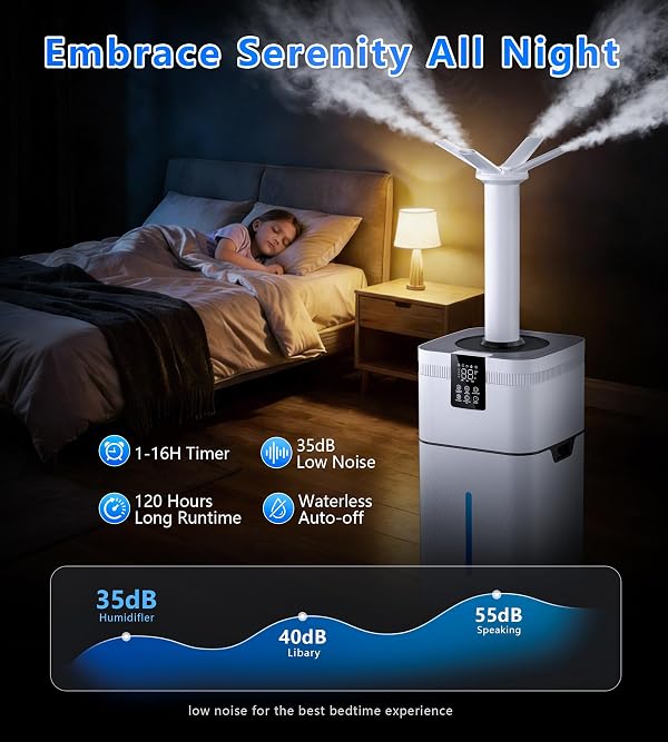 LRAZU 30L/7.93Gal Commercial Humidifier for Large Room 4200 sq ft, 3000mL/H Whole House Humidifiers with Supersized Cool Mist,Quiet Humidifiers for Bedroom, Home,Office, Plants, Warehouse by LRAZU - Image 7