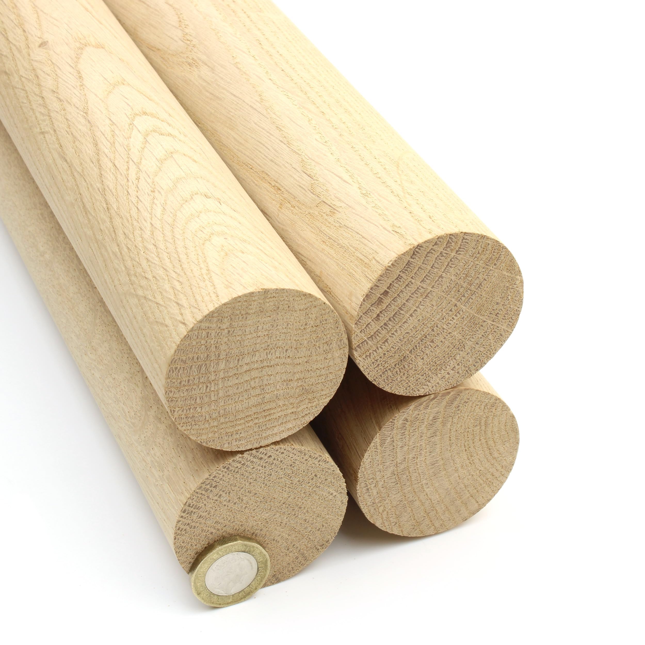 Oakcrafts Oak European Dowel - 350Mm Long (50.8Mm - 2") - Pack Of 4