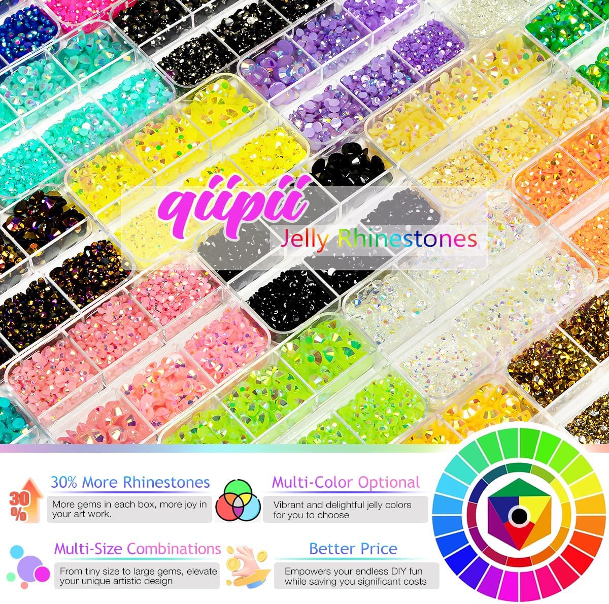 Solid Black Resin Flatback Rhinestones for Crafting Pure Black Flatback Jelly Stones 2mm 3mm 4mm 5mm 6mm Gems Diamonds for Nails Face Eyes Makeup Tumblers Bottles Crafts Clothes Shoes Phones - Image 2