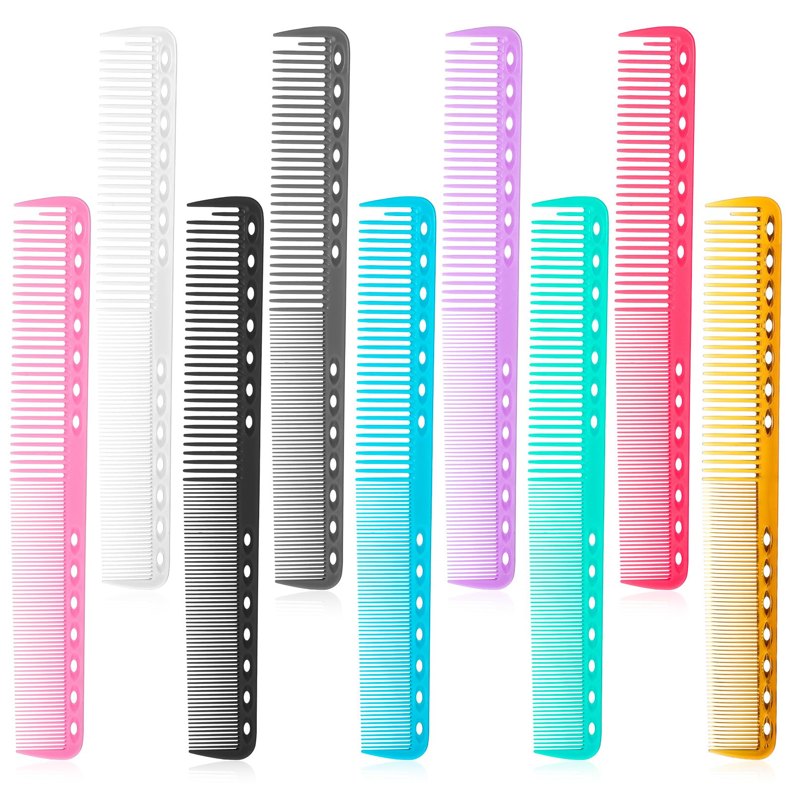 Jeffdad 9PCS Carbon Hair Cutting Combs, Professional Carbon Cutting Comb
