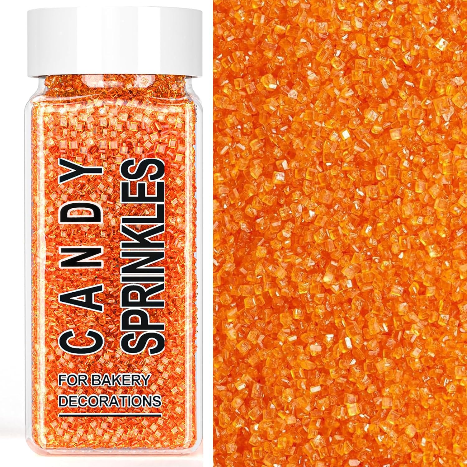 Orange Sanding Sugar Sprinkles, 4.6 oz Edible Sparkling Sugar Crystals for Baking Topping, Cupcakes, Cookies, Ice Cream & Cake Decorating, Wedding