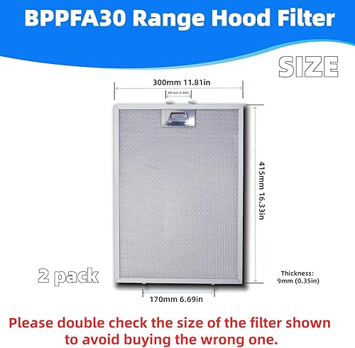 Miniatura 3 de BPPFA30 - Filtro de grasa de repuesto para campana extractora Broan, filtro de ventilación de campana extractora de aluminio, 5 capas, ventilador de