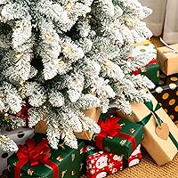 Vista 122 de Glitzhome Prelit Christmas Tree, 6ft Flocked Artificial Christmas Tree Serene Snowscape Fir with 300 Warm White Lights for Home, Office, Party