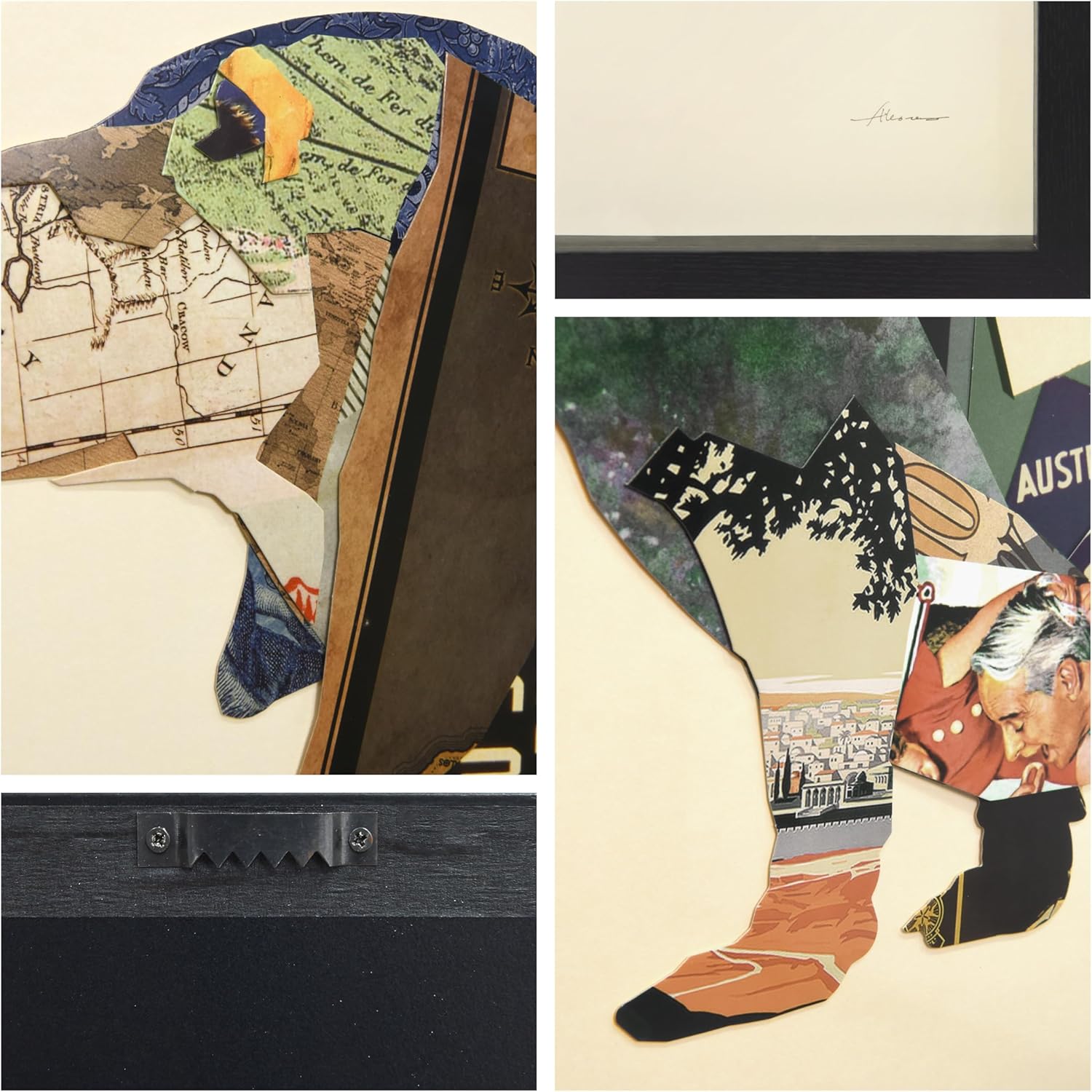 Empire Art Direct Dachshund Dimensional Collage Handmade by Alex Zeng Framed Graphic Dog Wall Art, 25" x 48" x 1.4", Ready to Hang