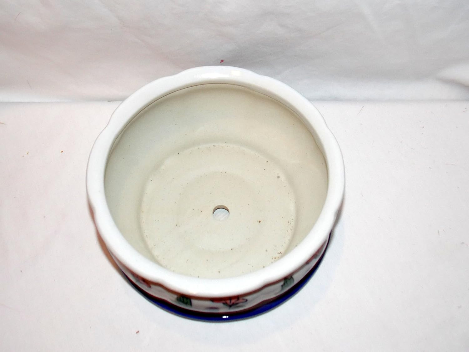 New 8.5" Blue Daisy & Coral Color Flowers Round Planter Plant Pot & Saucer