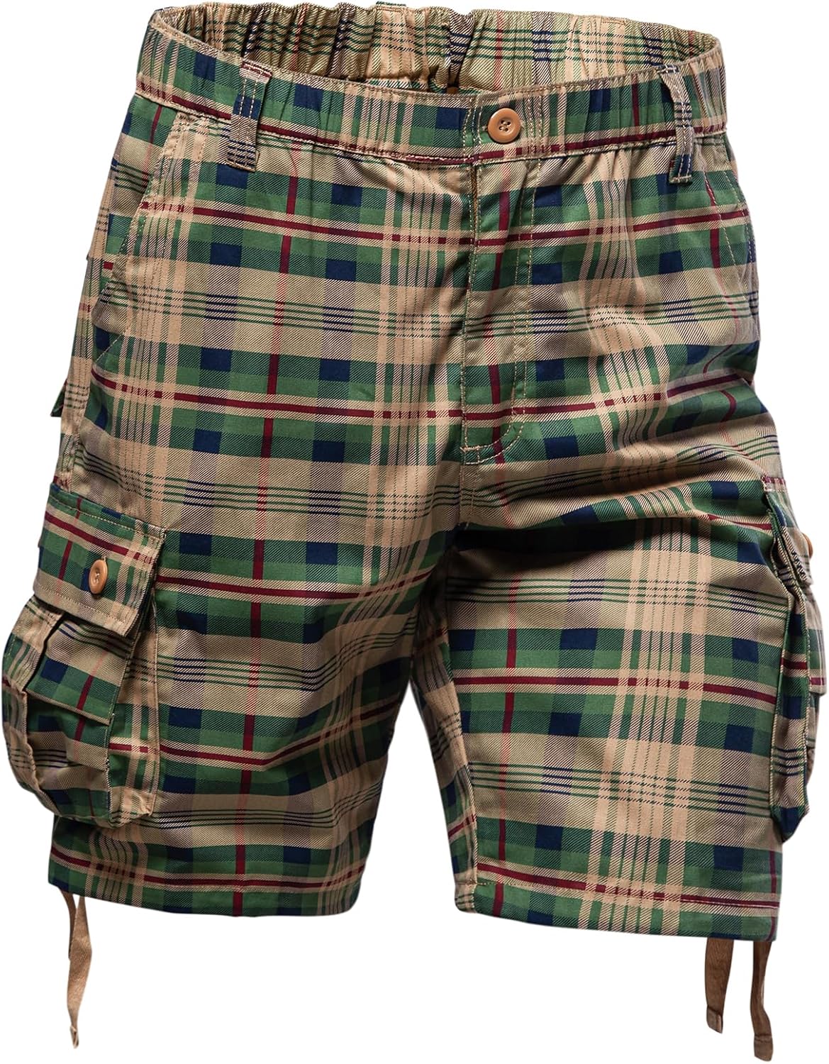 Mylldey Mens Plaid Shorts Relaxed Fit Mens Cargo Shorts Bermudas para Hombres Elastic Waist Cotton Men's Short Casual