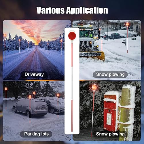 Miniatura 7 de COCONUT Marcadores de entrada para arado de nieve de 36 a 48 pulgadas estacas de nieve de metal reflectores de doble cara altamente visibles para