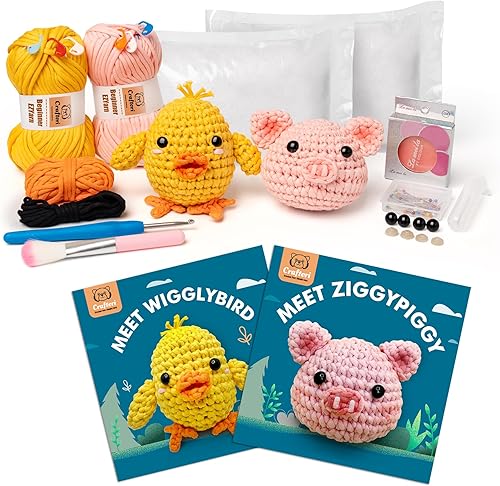 Abudada Craftori Kit de ganchillo para principiantes, kit completo de inicio con hilo fácil de coser, tutoriales en video paso a paso, regalo