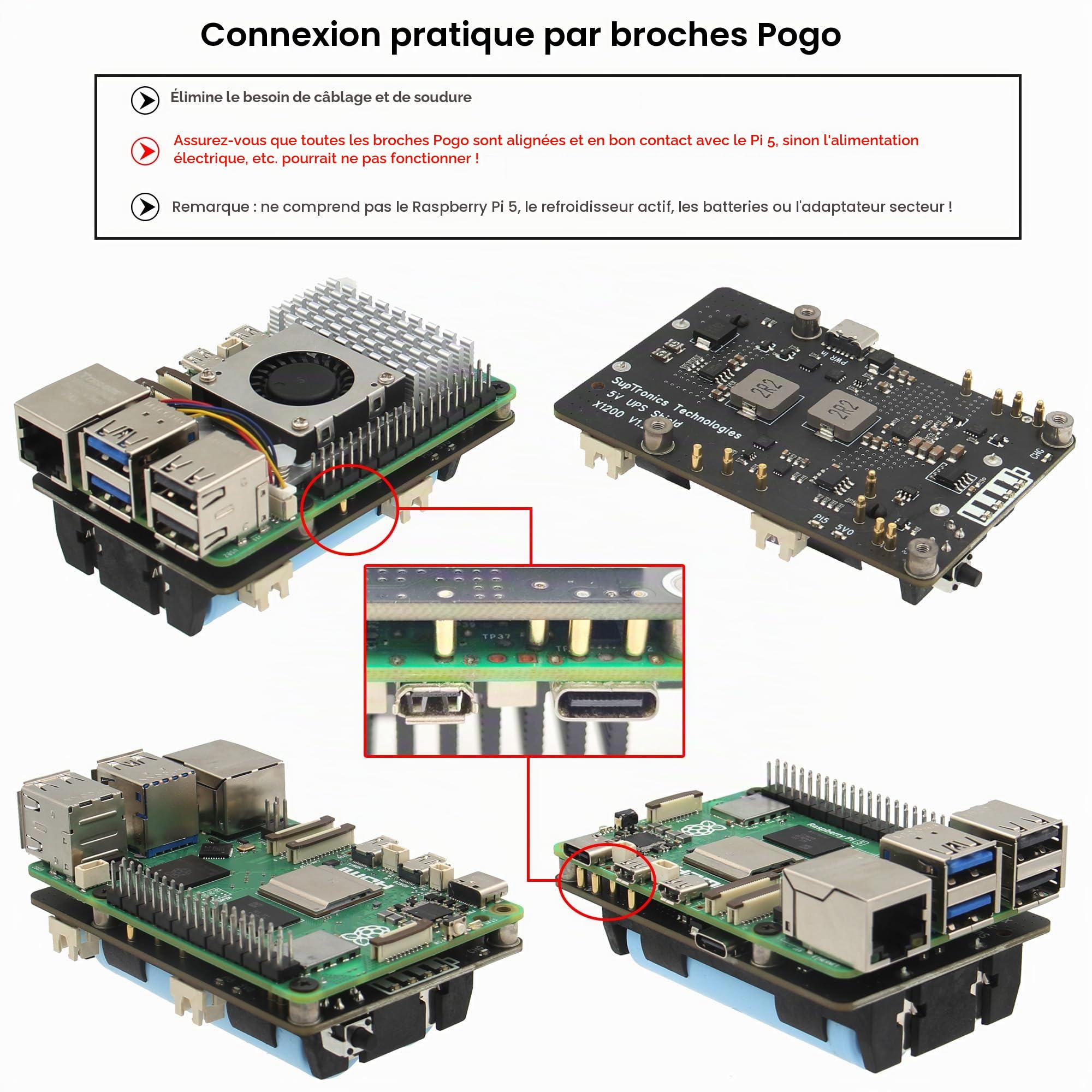 Geekworm X1200 5V UPS Shield for Raspberry Pi 5, with Max 5.1V 5A Output & Auto Power on & Safe Shutdown & Power Loss Detection Function