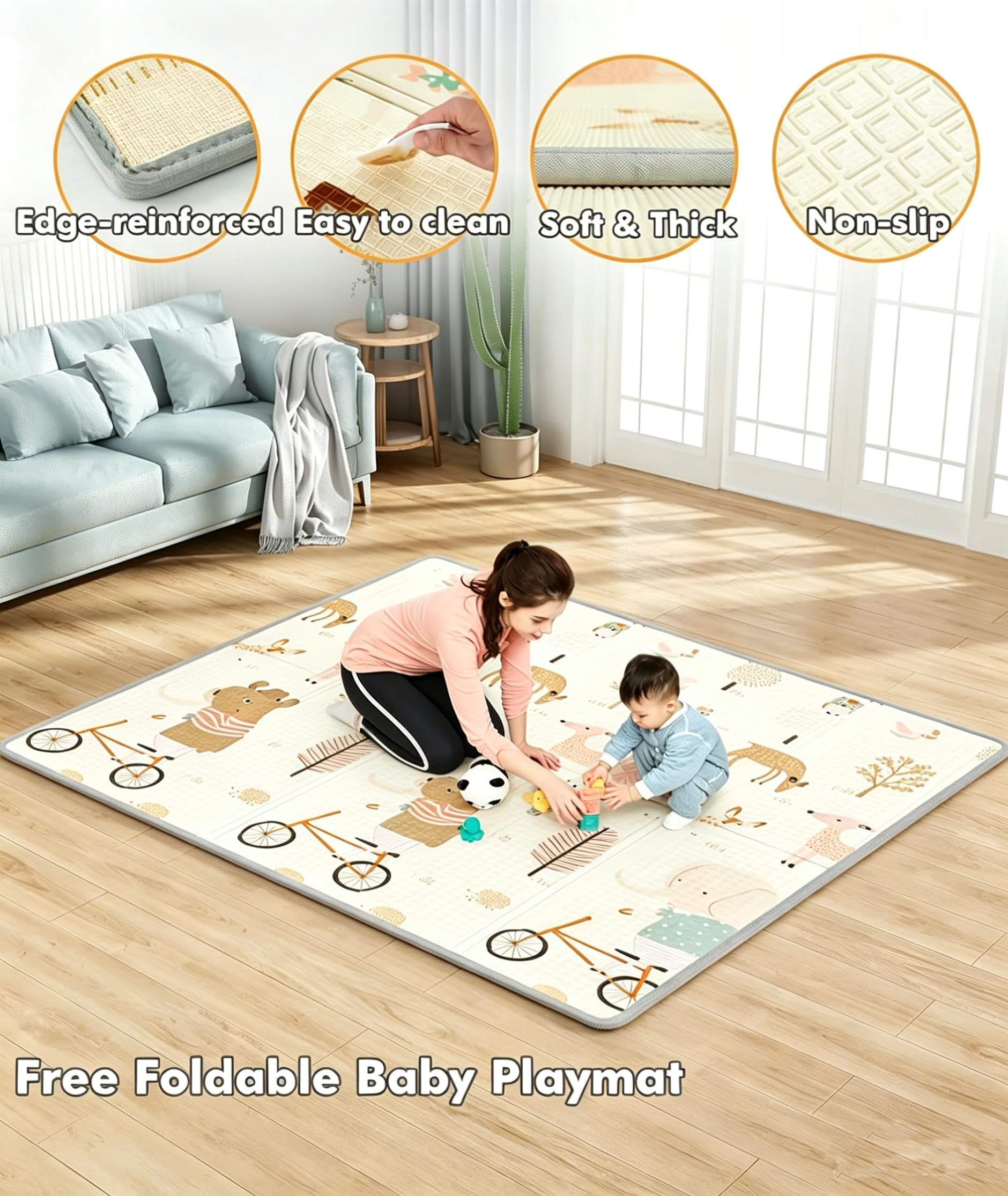 90x90cm Box Bambini con Materassino,Recinto per Bambini con Tappeto Schiuma, Piccolo Box Neonato per Appartamento, Recinto Neonato Centro di Attività Interno ed Esterno