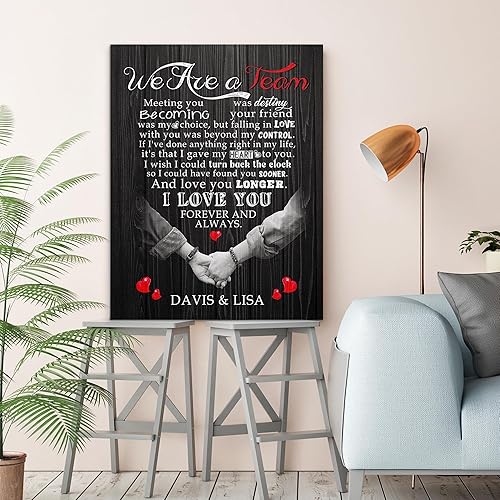 Miniatura 22 de Hetano Lienzo personalizado para pared, diseño único para el día de San Valentín, aniversario, boda, regalo de cumpleaños para parejas, marido