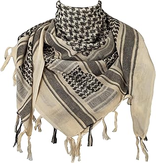 Military Shemagh Tactical Desert Scarf, 100% Cotton Keffiyeh Neck Head Scarf Wrap for Men Women