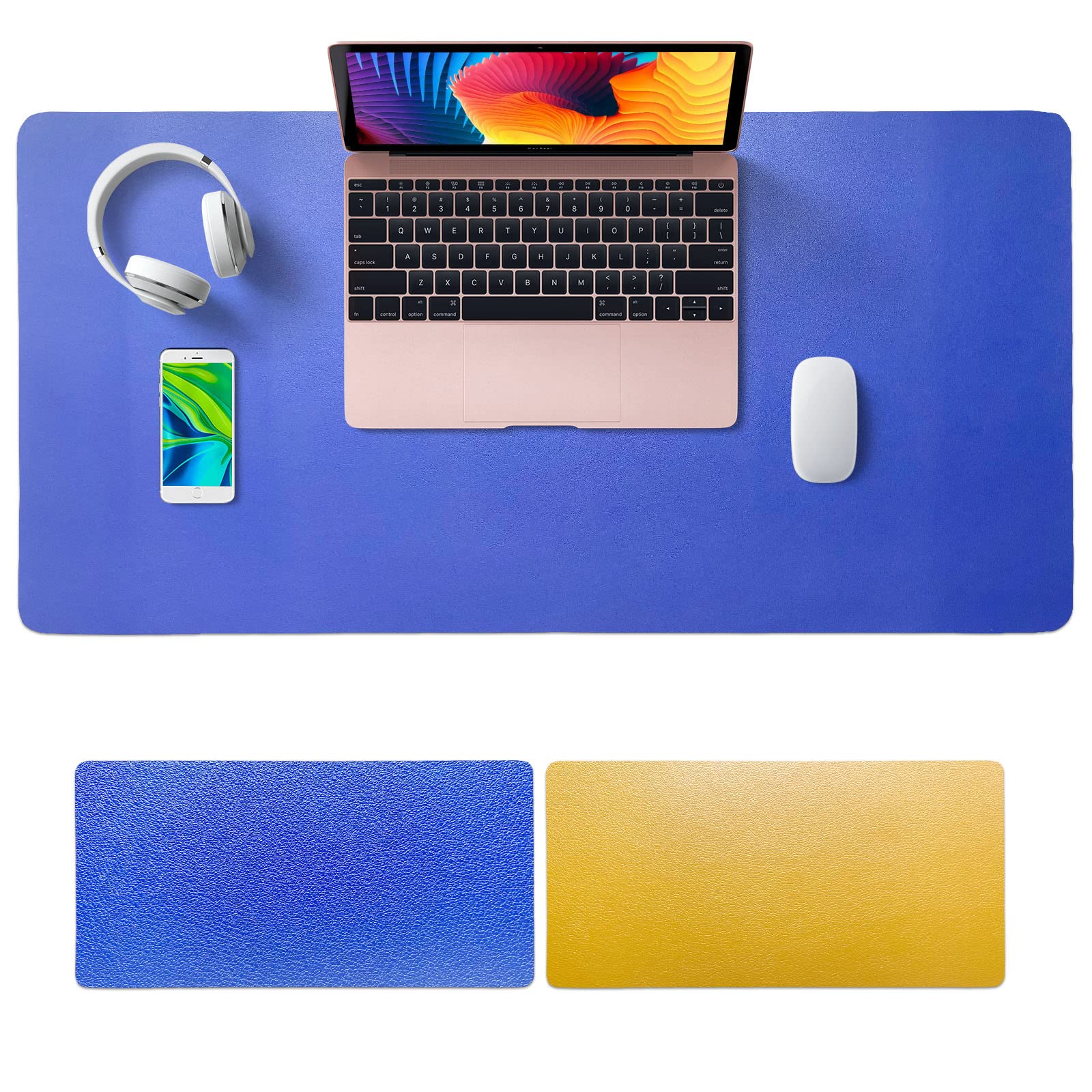 Sponsored Ad – SKY-TOUCH Multifunctional Desk Pad Leather Computer Mouse Pad Office Desk Mat Extended Gaming Mouse Pad, Non-Slip Waterproof Dual-Side Use Desk Mat Protector 80cm x 40cm (Blue/Yellow)
