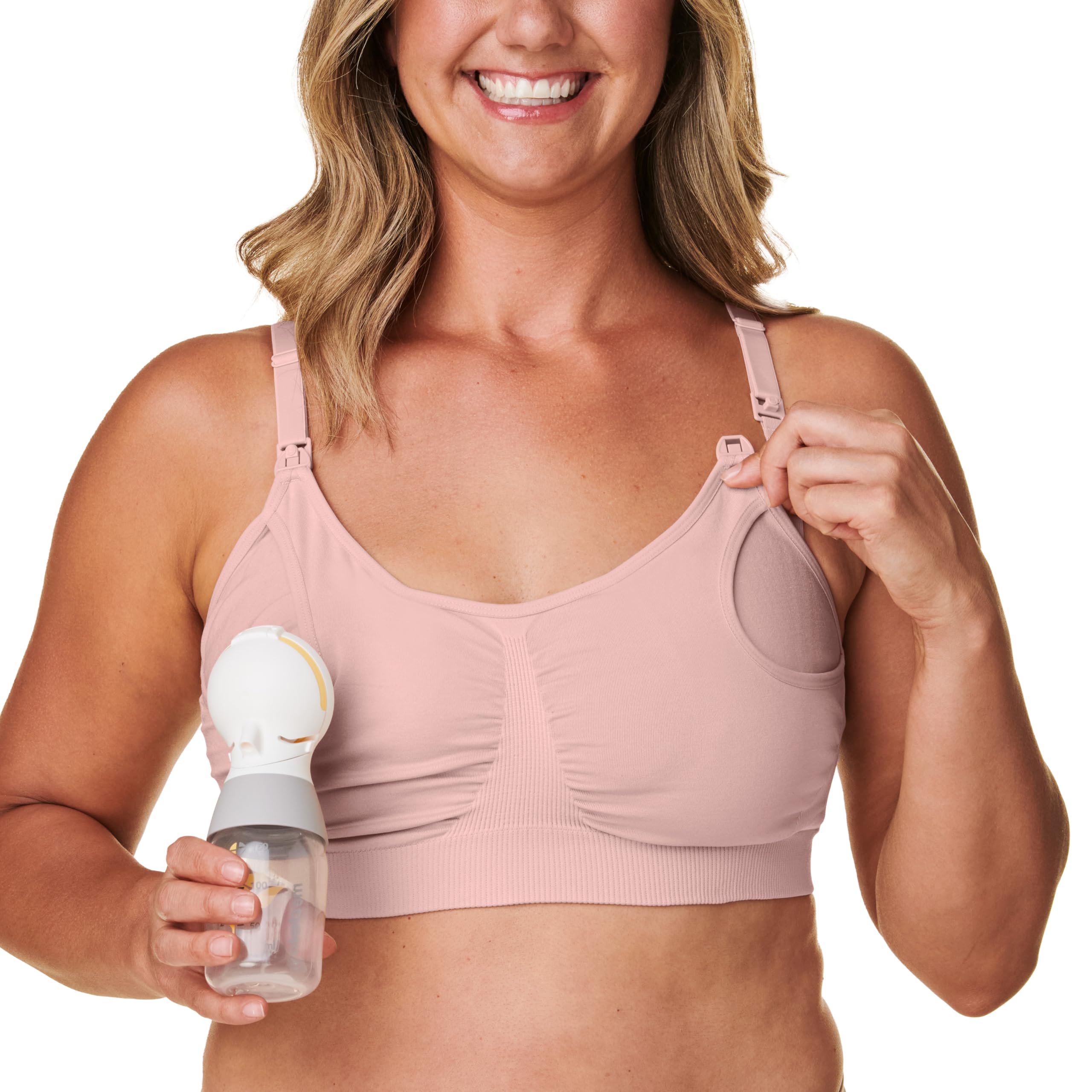 Bravado Designs Basics Hands Free Pumping & Nursing Bra, Wireless 2-in-1 Seamless Maternity Breastfeeding, Breast Pump Bra