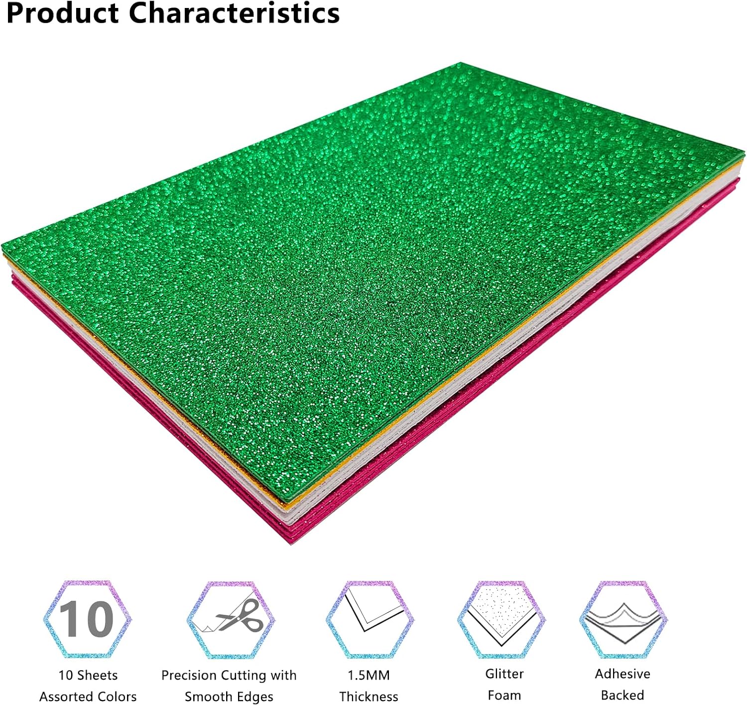 Jtnohx Glitter Foam Sheets with Adhesive Backing Self Adhesive Eva Foam