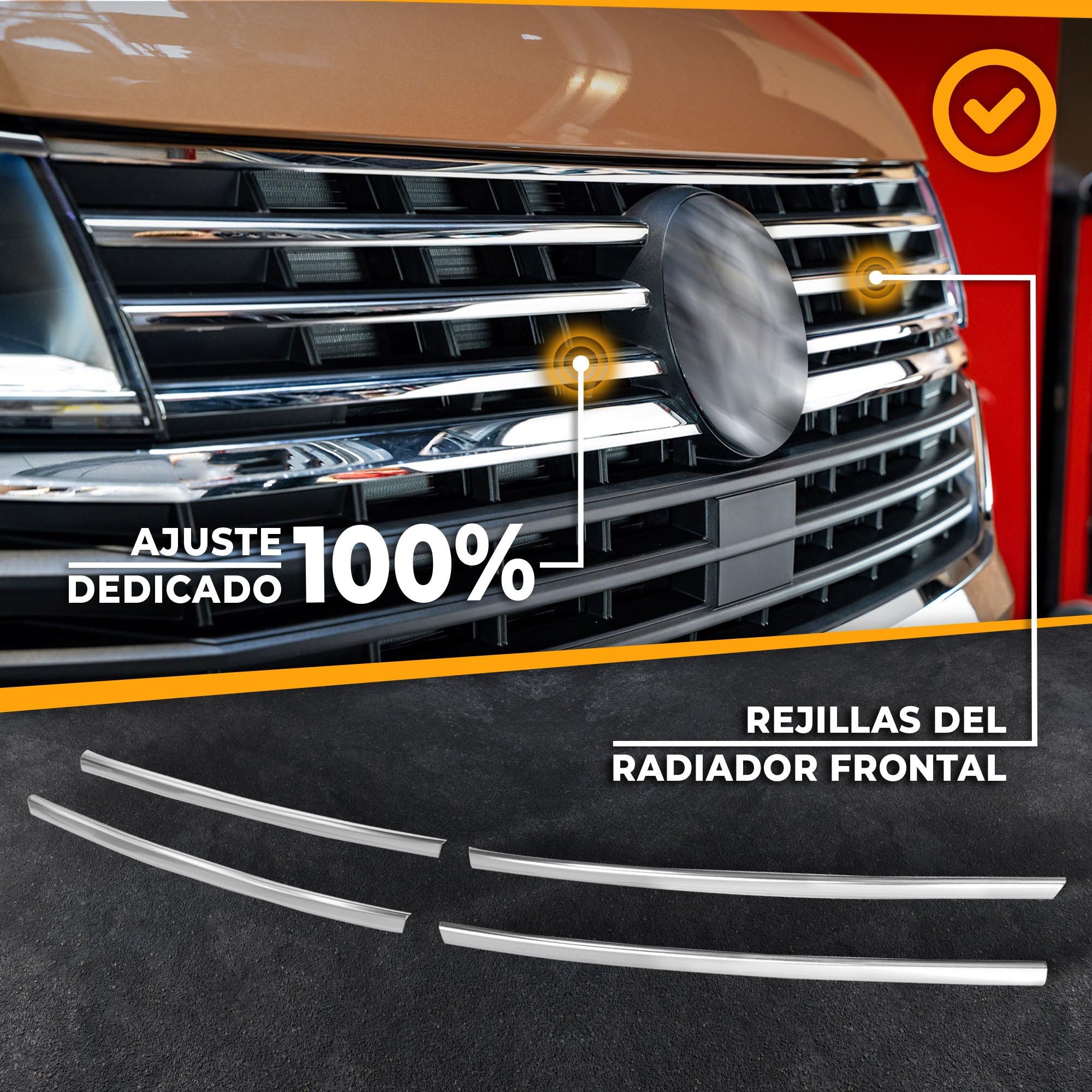 CHROMEMASTER | Compatible con VW T6.1 Transporter 2019-2024 | Molduras del Radiador Delantero; Rejillas para el Coche; Acero inoxidable Pulido | Nuevo, Atractivo Aspecto del Vehículo