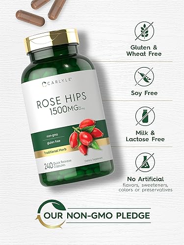 Miniatura 4 de Carlyle Rose HIPS | 1500 mg | 240 cápsulas de liberación rápida | Suplemento herbario sin OMG y sin gluten