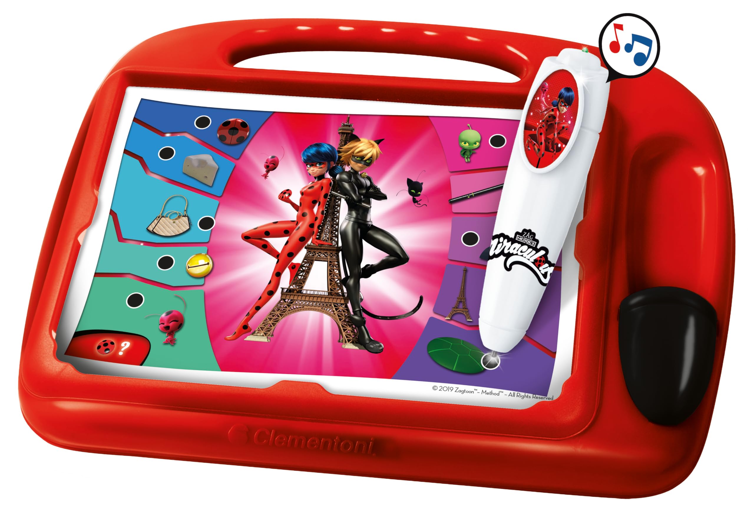 Clementoni - 52355 - Miraculous - Le Pupitre Educatif - Jeu pour Enfants de 4 à 6 Ans - avec Stylo Interactif et 18 Activités développant Chiffres, Lettres, Formes, Couleurs, Etc.