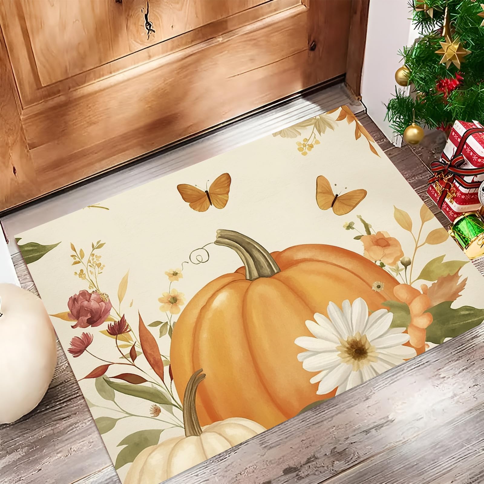 Felpudo de entrada lavable 40x60cm, alfombra antideslizante beige ideal para cocina o dormitorio.