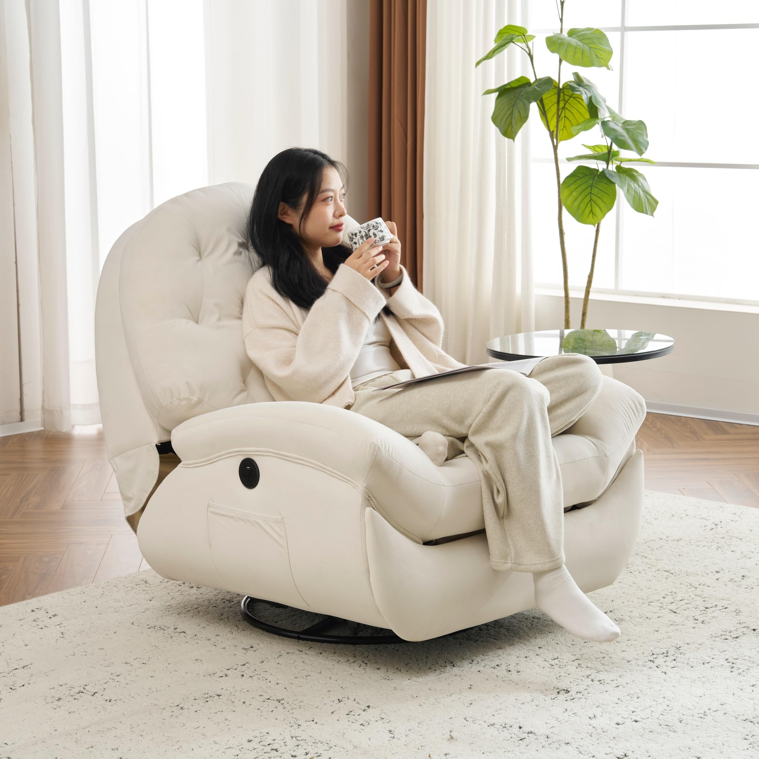 Amazon｜Foysky 電動リクライニングチェアー 1人掛け 270度回転