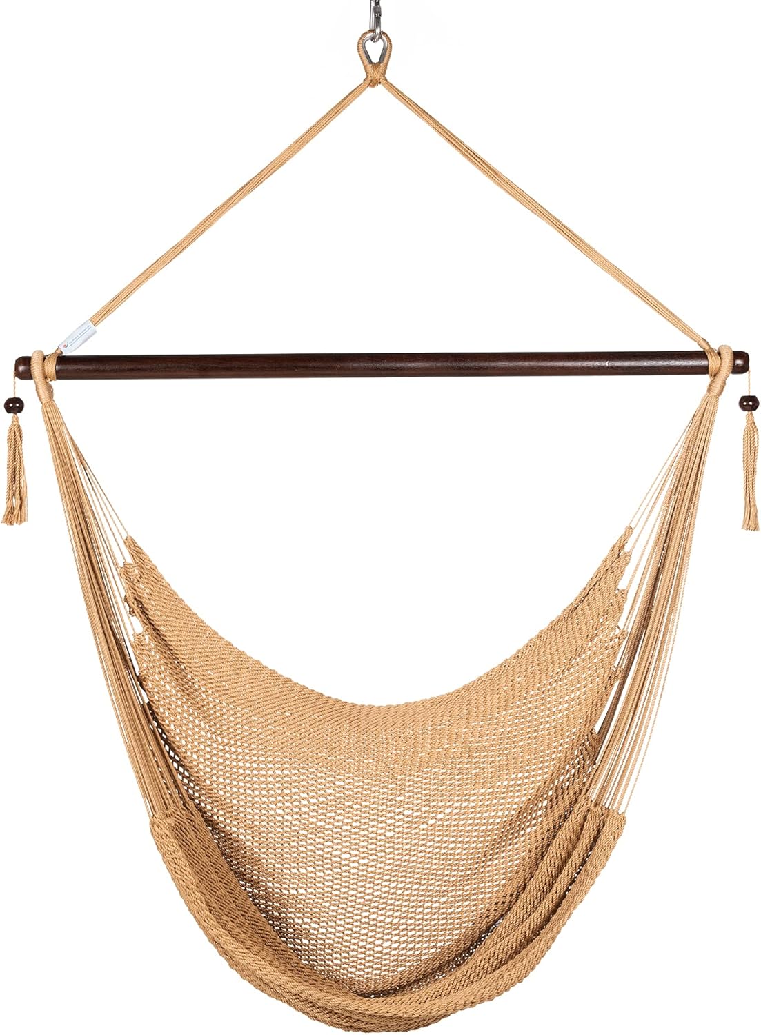 Large Caribbean Hammock Chair - 48 Inch - Polyester - Hanging Chair - tan