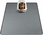 Tapis de litière pour litière en silicone Cat 101x71cm Grand tapis de chat, gris foncé , imperméable, antidérapant, tapis de rug avec lèvre, facile à nettoyer, extra grand tapis de prise pour plancher, Bartuke