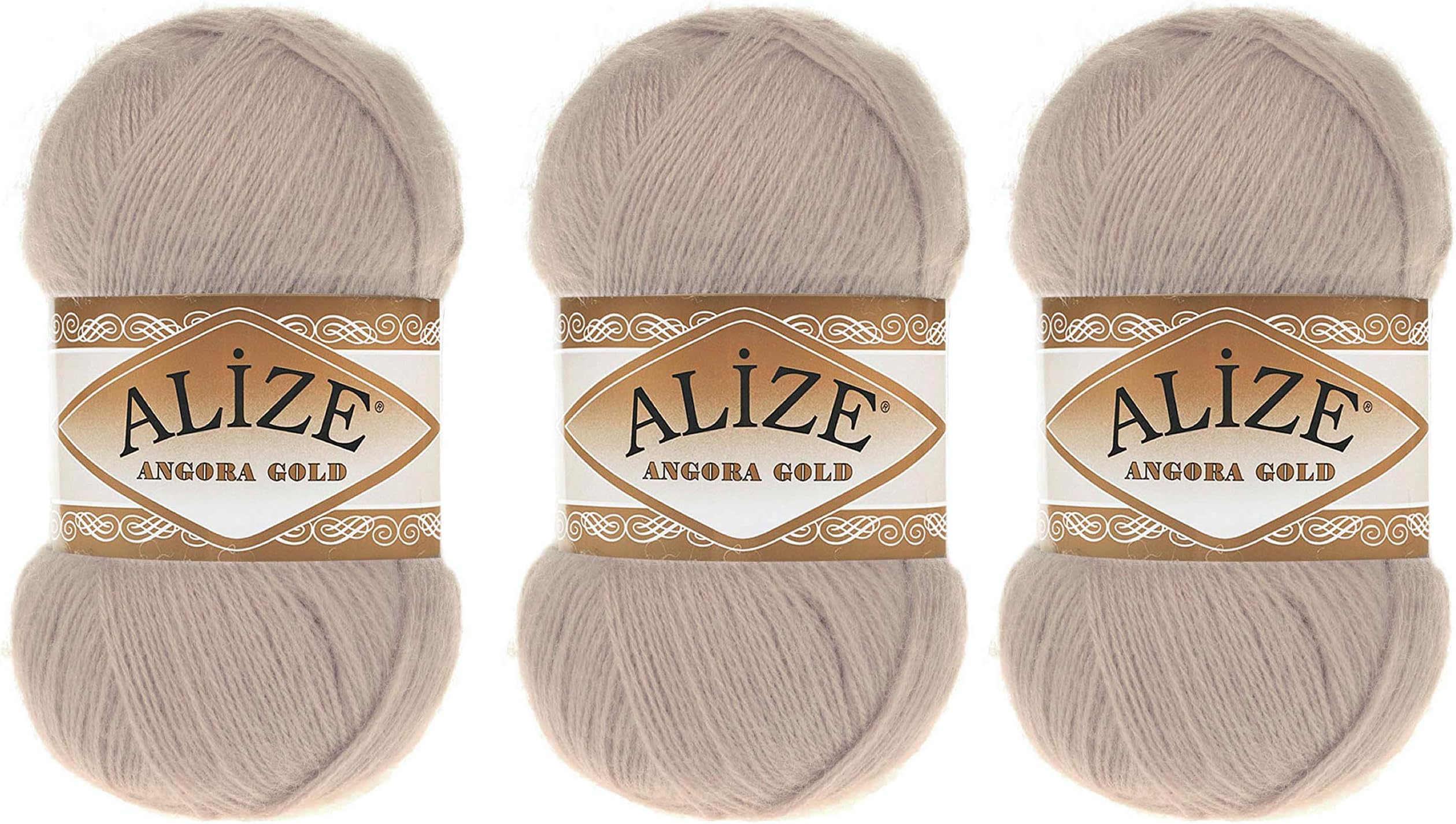 Alize Angora Gold Yarn 20% Wool 80% Acrylic Lot of 3skn 300gr 1805yds Thread Crochet Lace Hand Knitting Turkish Yarn (506-Stone)