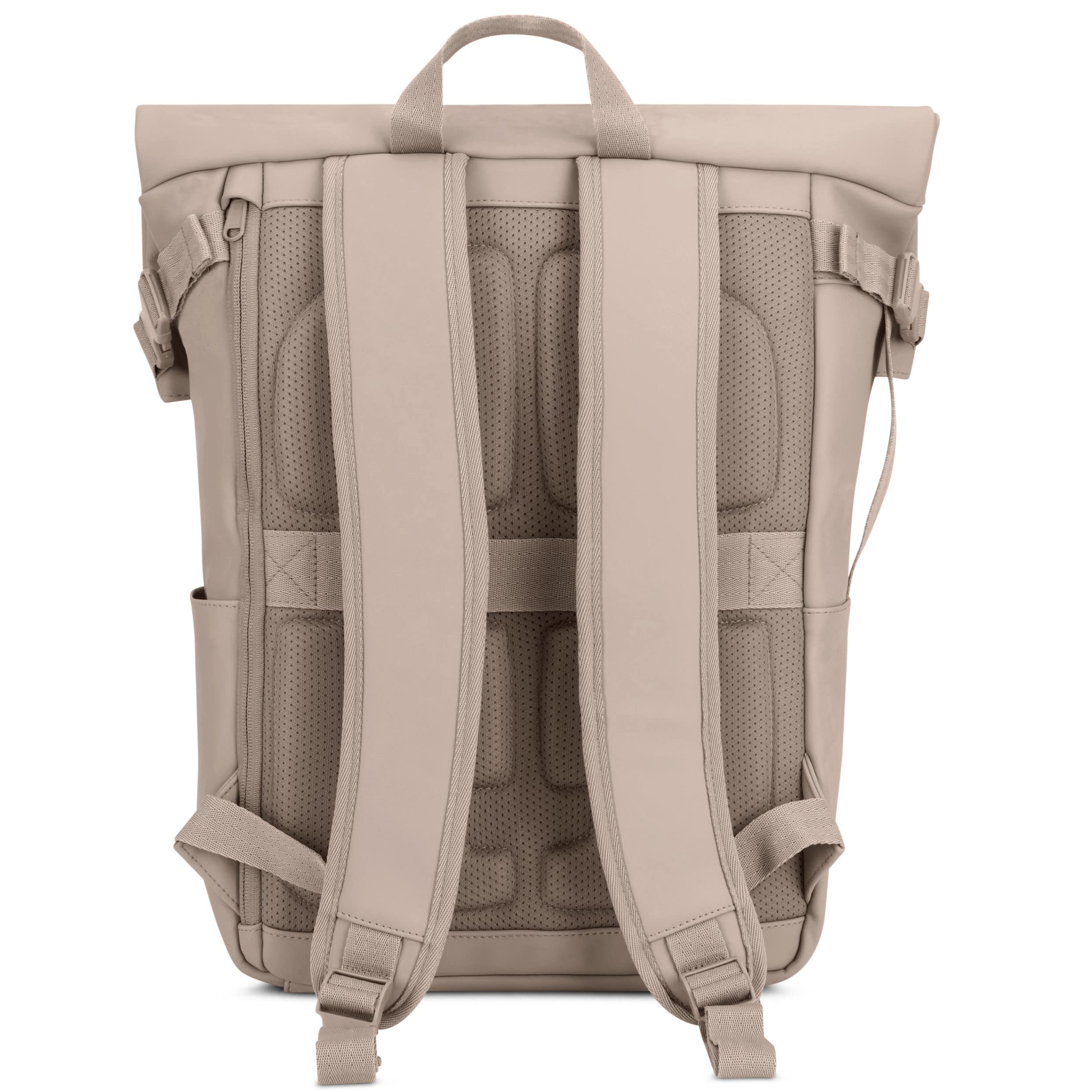 Johnny Urban Zaino Porta PC Donna Uomo Beige - Henry - Rolltop per Lavoro Viaggio Università - Scomparto per Laptop 16 Pollici - 15-19L - Idrorepellente