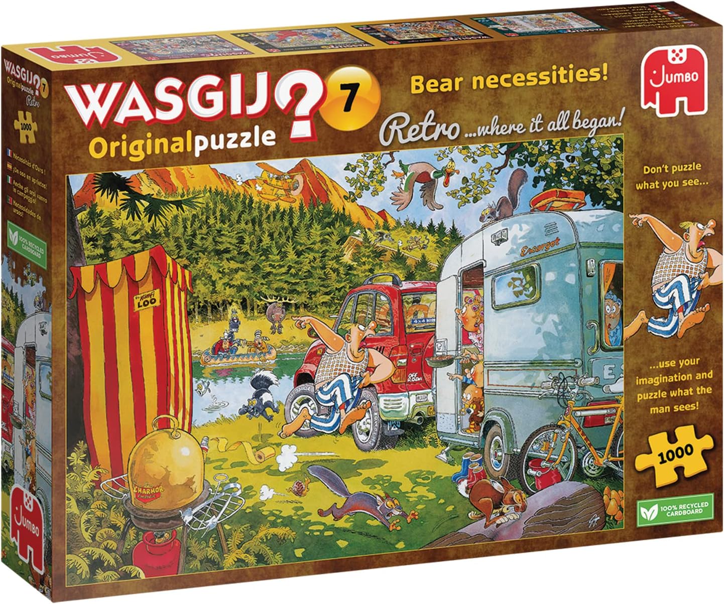 Wasgij Retro Original 7, Bear Necessities - 1000 Piece Jigsaw Puzzles for Adults - Fun, Challenging & Brainteasing Adults Jigsaw Puzzle - Uncover The Puzzle, 100% Recycled Cardboard, 1000pcs, Jumbo