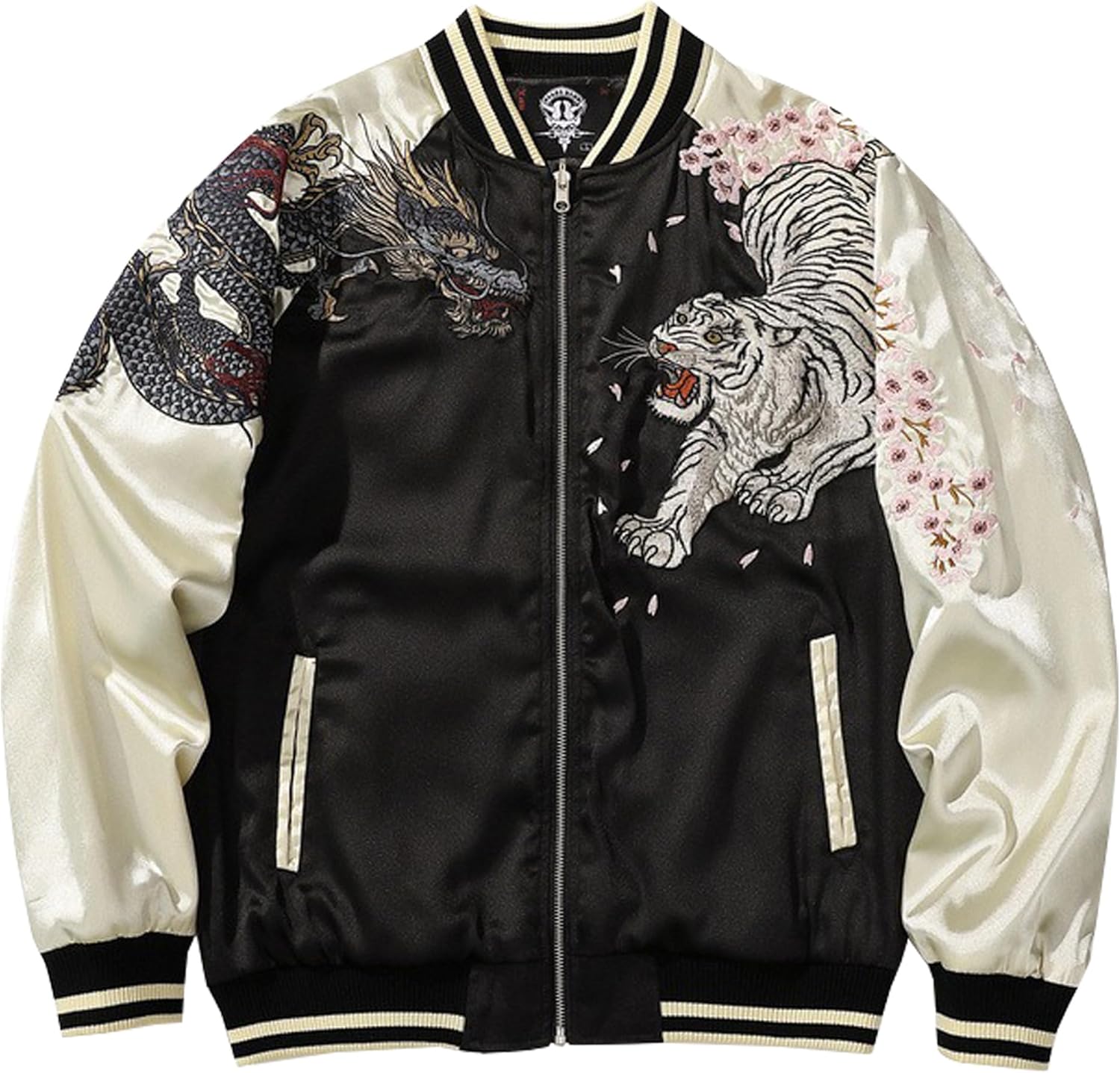 HaiZi XiHuan Cool Dragon Sukajan Jacket Tiger Embroidered Jackets For Men Japanese Winter Windbreaker Mens Casual Coat