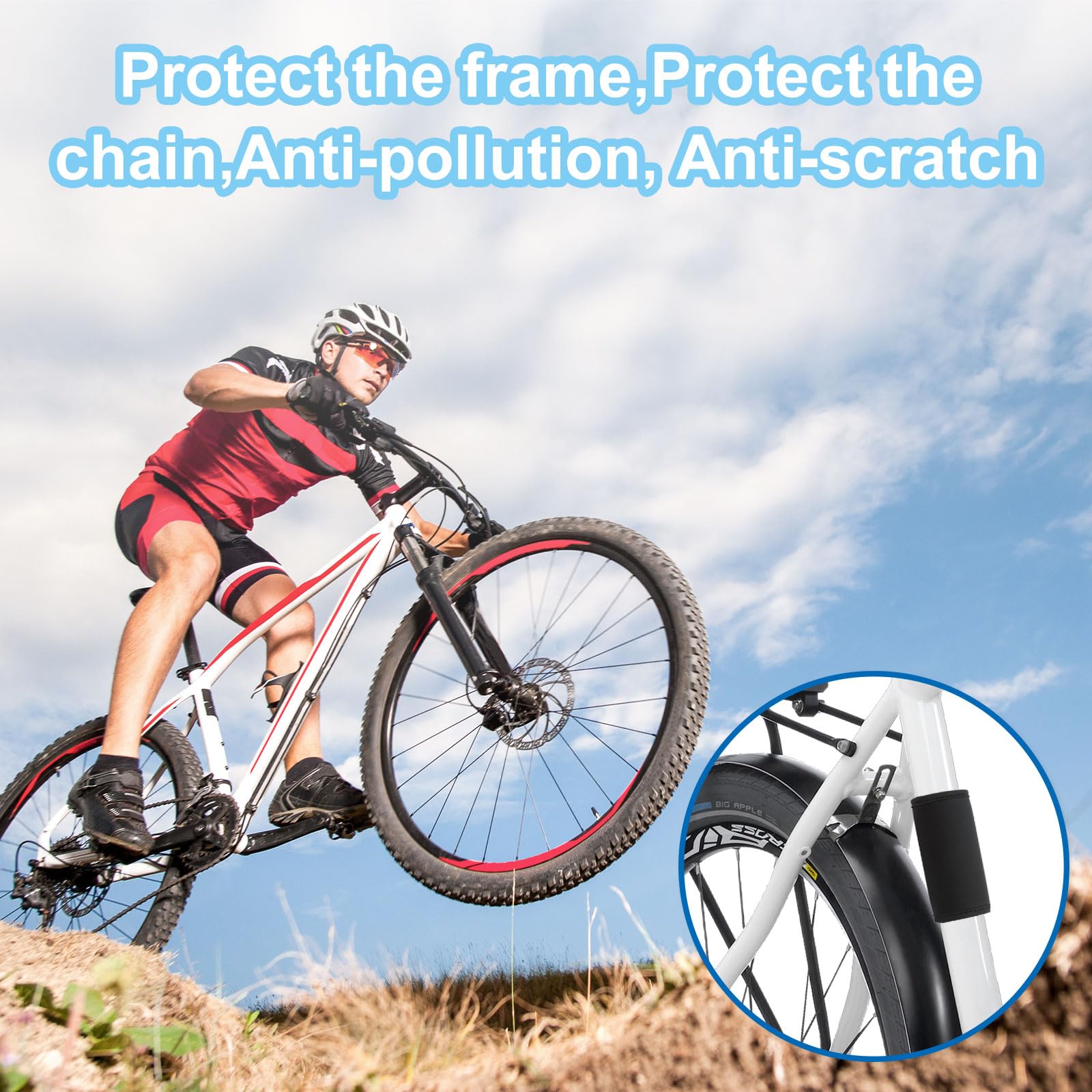 S/M/L/XL Fahrrad Rahmenschutz Set, 4 Stück Fahrrad Rahmenschutz Neopren Klett, Carbon Rahmen Schutz Fahrradträger Zubehör, Fahrrad Transportschutz Zubehör, Neopren Schutzhülle Rahmen für MTB Rennrad