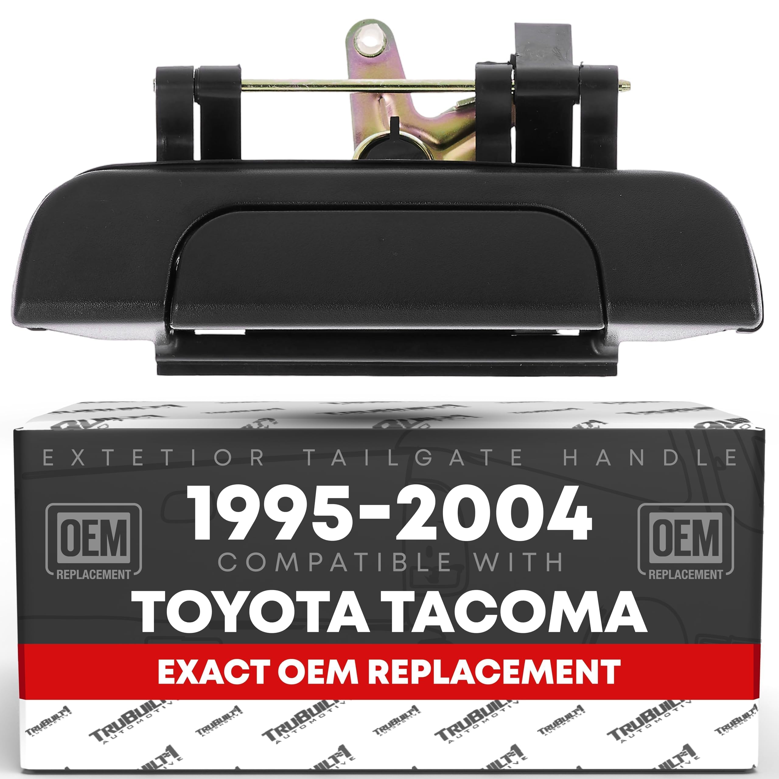 Tailgate Handle Assembly Replacement - Compatible with 1995-2004 Toyota Tacoma - Liftgate Latch Assembly, Textured Black - Plastic - OEM 69090-35010,
